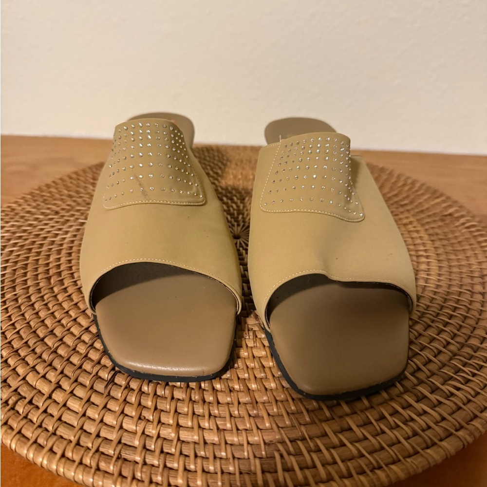 Onex Chic Tan Gold Women's Kitten Heels with Studded Detail